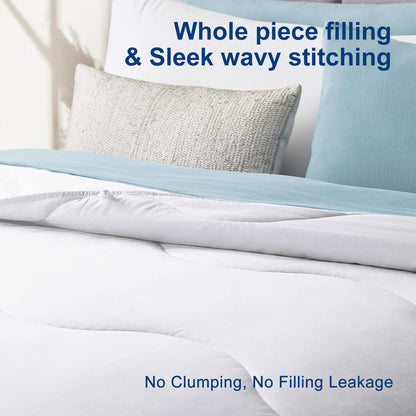 MEELUS Lightweight Comforter Cooling White, All Season Duvet Insert Breathable Queen Size Summer Bedding, Soft Microfiber Cool Down Alternative Quilt with Corner Tabs, 88x88 inch
