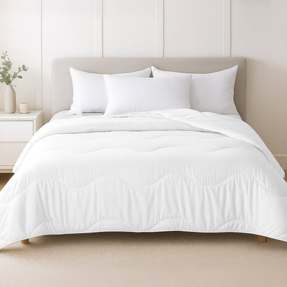 MEELUS Lightweight Comforter Cooling White, All Season Duvet Insert Breathable Queen Size Summer Bedding, Soft Microfiber Cool Down Alternative Quilt with Corner Tabs, 88x88 inch
