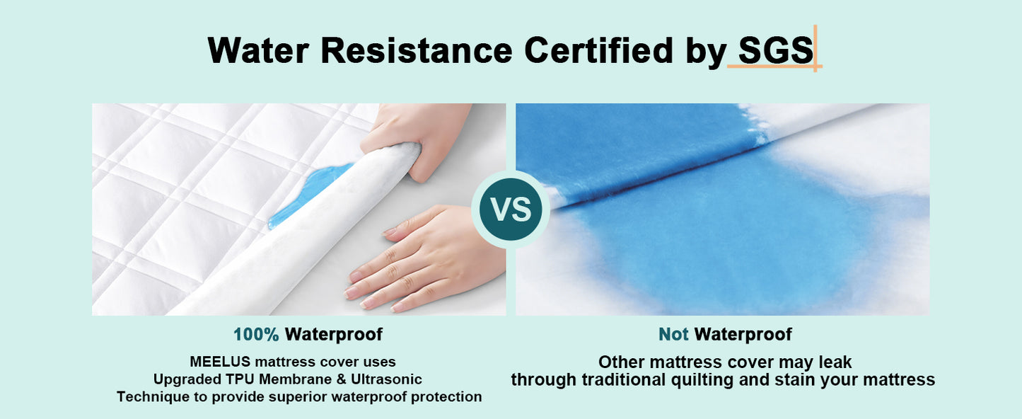 2 Pack Waterproof Mattress Protector Queen Size, All-fit-One Soft Noiseless Bed Mattress Cover with Deep Pocket 8-21", Washable for Bedwetting, Cool Sleep, Suitable for Home Bedroom Hotel, White