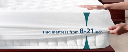 2 Pack Waterproof Mattress Protector Queen Size, All-fit-One Soft Noiseless Bed Mattress Cover with Deep Pocket 8-21", Washable for Bedwetting, Cool Sleep, Suitable for Home Bedroom Hotel, White