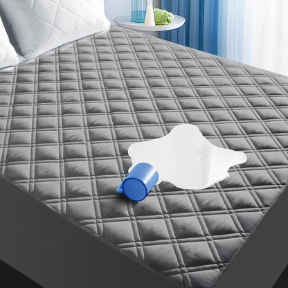 MEELUS Padded Queen Mattress Protector, Breathable Waterproof Mattress Pad Cover Fitted Deep Pocket 8"-21", Soft Noiseless Mattress Cover Washable Cooling for Home Hotel Bedroom, White